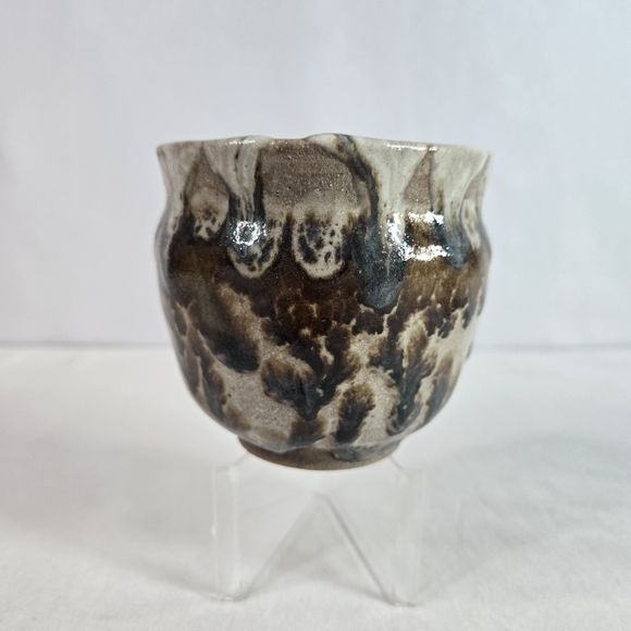 Pottery Handmade Cup/bowl/ Trinket Dish Or Vase 3" Deep X 4.5" Wide Signed - Picture 4 of 8